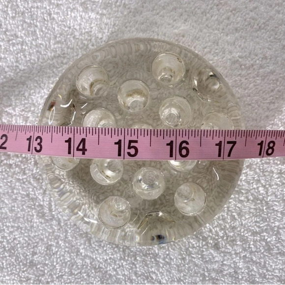 Vintage Clear  Glass 13 Hole Floral Flower Frog 4” - Picture 9 of 9